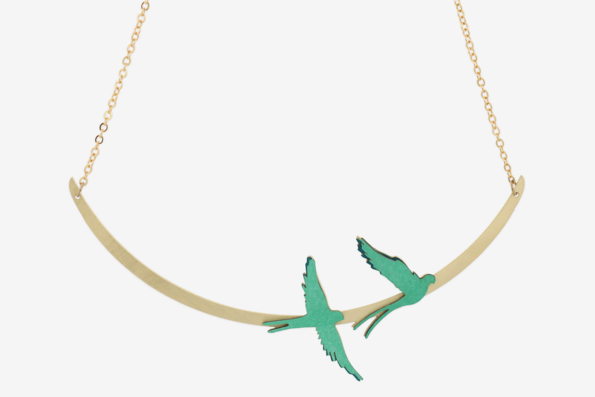 Collar Corto Pájaros Dorado - Imagen 2